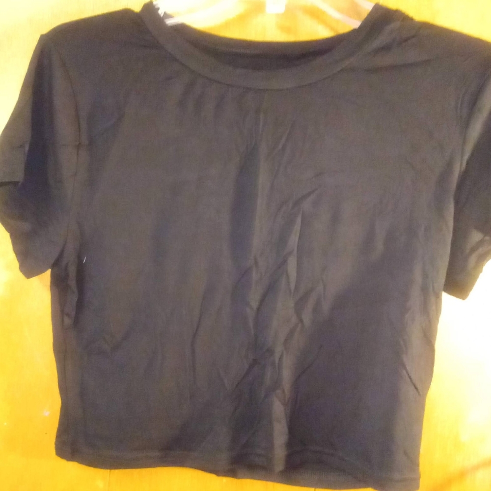Shein solid black crop top.